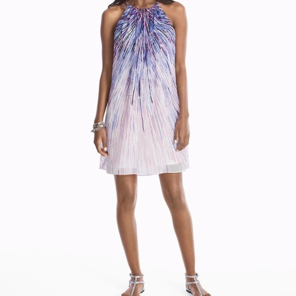 White House Black Market Purple Ombre Halter Mini Dress